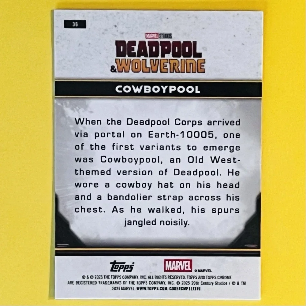 2025 Topps Chrome Deadpool & Wolverine #36 Cowboypool‎ Base Marvel